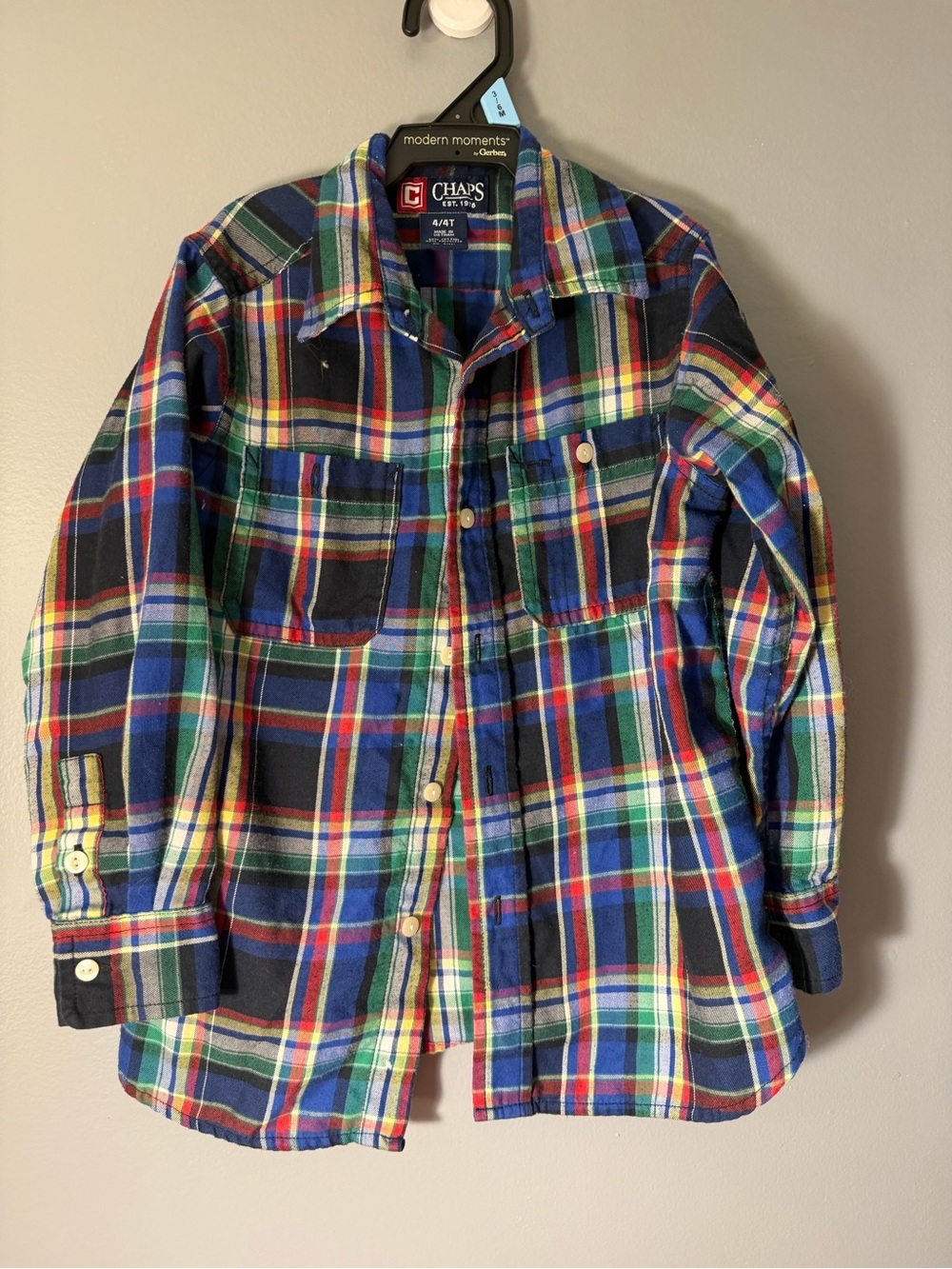 Chaps Kids Preppy Plaid Button-Down Shirt in Blue, Green & Red